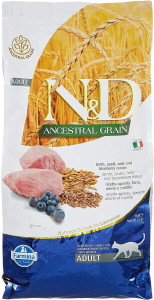 Farmina Pet Food N&D Ancestral Grain Croquette Pour Chat 5 kg Adulte Myrtille, Agneau
