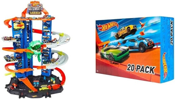 Детский гараж Hot Wheels 3 уровня Динозавр и 2 машинки в комплекте 16388₽