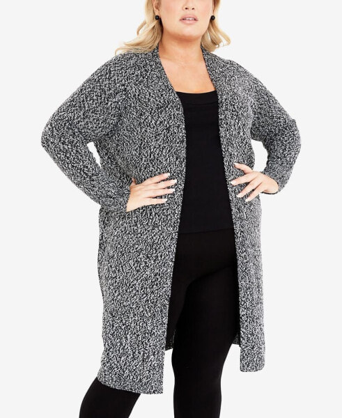 Plus Size Charmed Collarless Cardigan Sweater