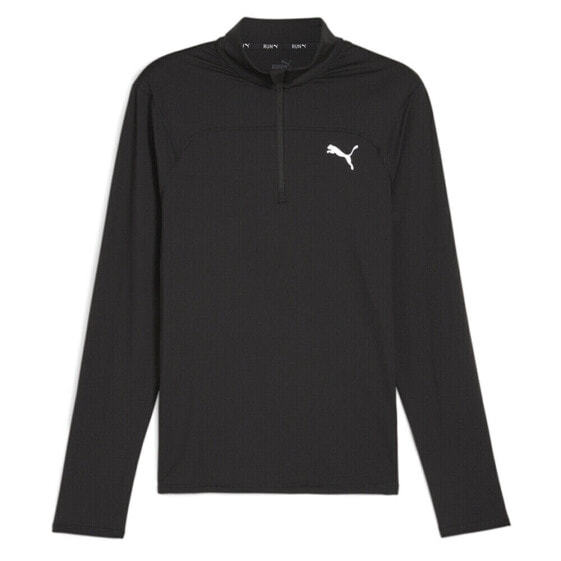 Puma Run Cloudspun Logo Quarter Zip Turtleneck Sweatshirt Mens Black 52499201