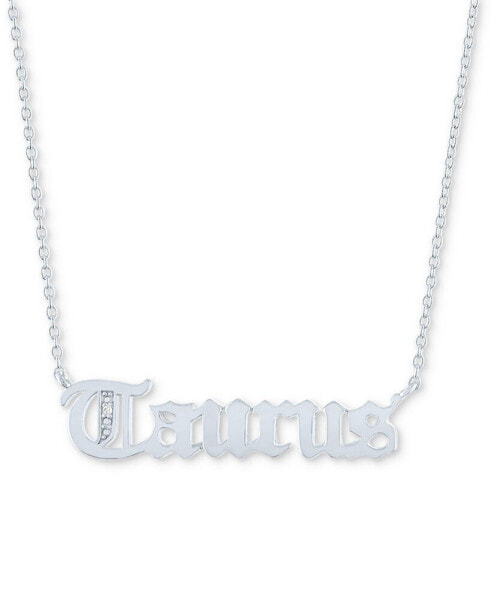 Diamond Accent Zodiac Name 18" Pendant Necklace in Sterling Silver or 14k Gold-Plated Sterling Silver