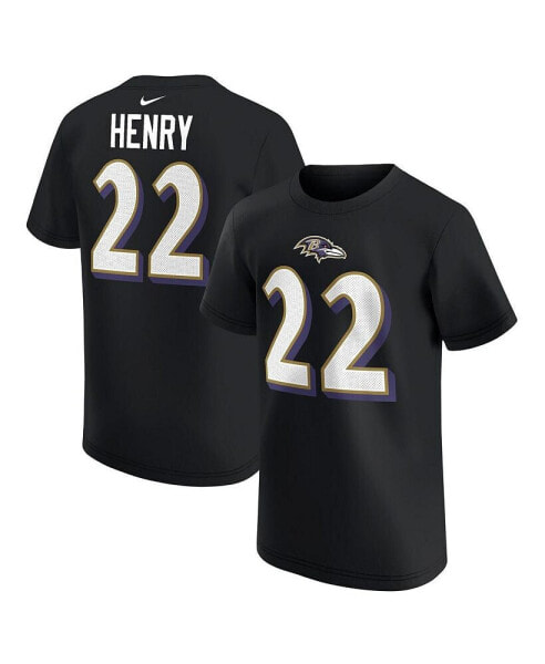 Big Boys and Girls Derrick Henry Black Baltimore Ravens Player Name Number T-Shirt