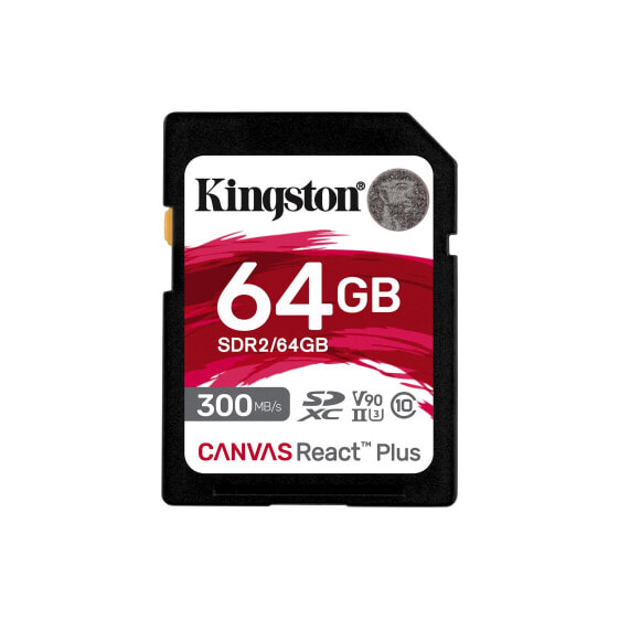 Kingston Canvas React Plus - 64 GB - SD - Class 10 - UHS-II - 300 MB/s - 260 MB/s