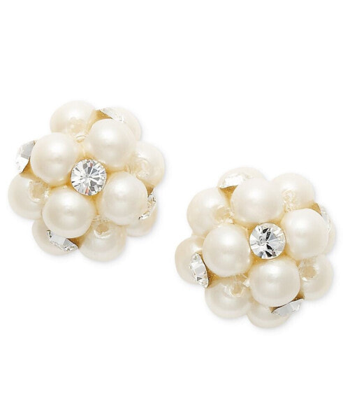 Imitation Pearl and Crystal Cluster Earrings, Created for Macy's