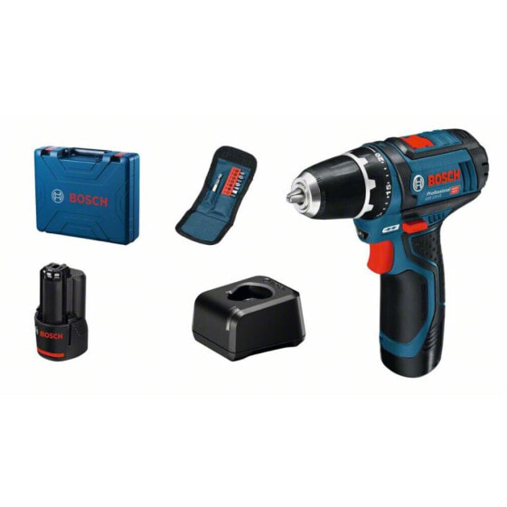 Bosch Akku-Bohrschrauber GSR 12V-15 mit 2x 2,0 Ah + Lader + Bit-Satz im Koffer