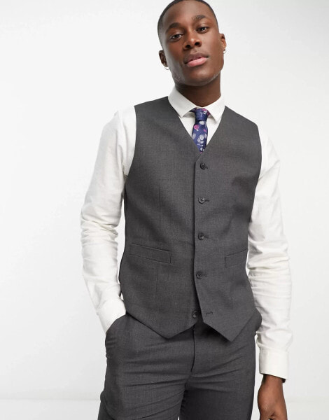 ASOS DESIGN slim suit waistcoat in charcoal