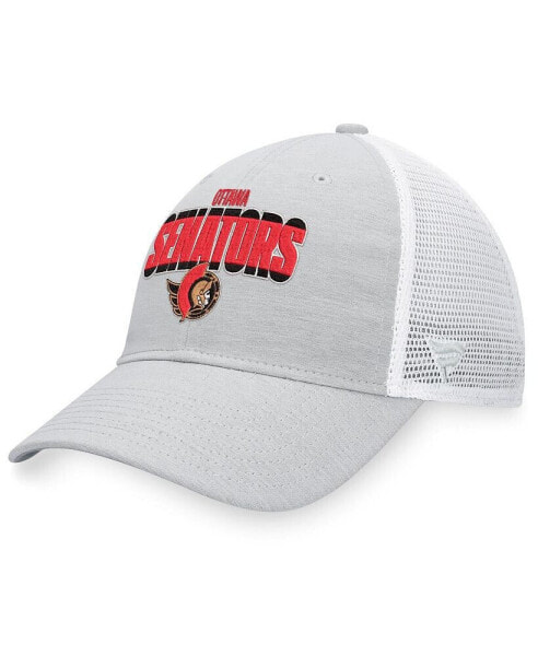 Men's Heather Gray, White Ottawa Senators Team Trucker Snapback Hat
