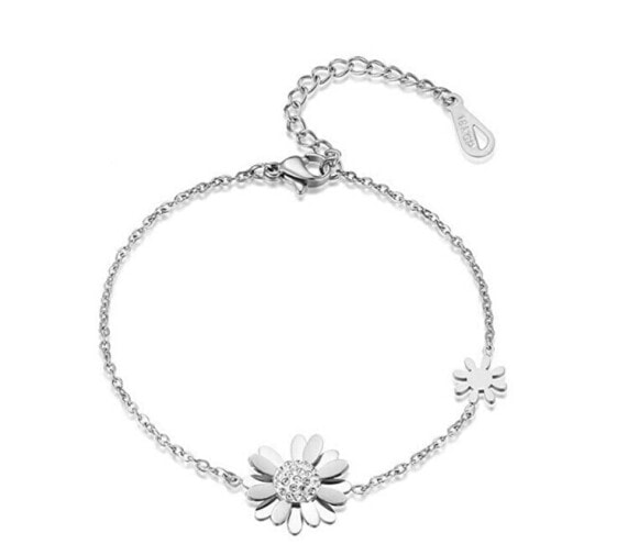 Charming steel bracelet with flowers VSB006S-PET