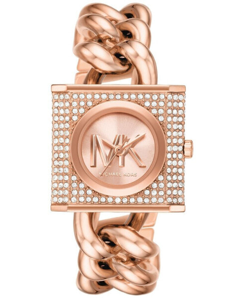 Women's MK Chain Lock Three-Hand Rose Gold-Tone Stainless Steel Watch 25mm