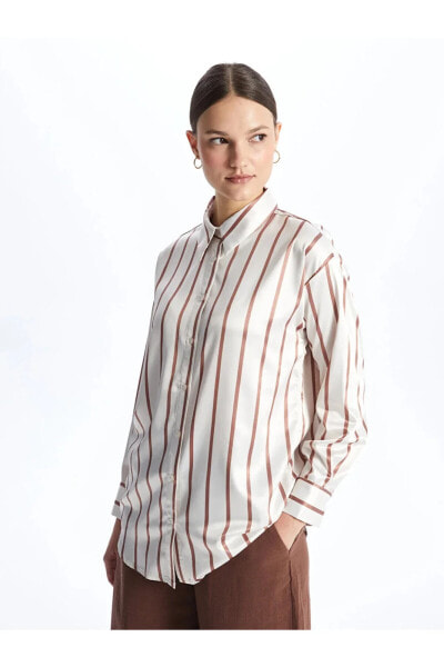 LCW Modest Desenli Uzun Kollu Saten Kadın Gömlek Tunik
