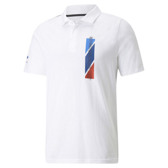 Puma Bmw Mms Graphic Short Sleeve Polo Shirt Mens White Casual 53119202