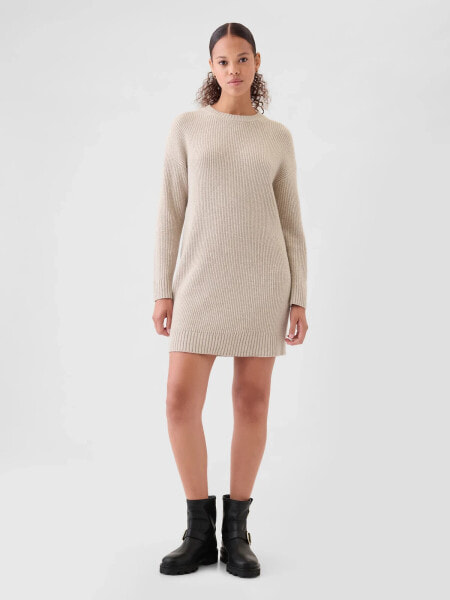 CashSoft Shaker-Stitch Mini Sweater Dress