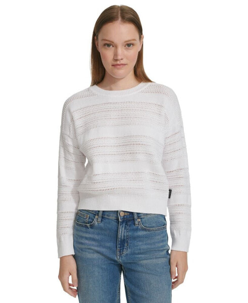 Petite Cotton Textured Pointelle Sweater