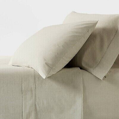 Twin/Twin XL 250 Thread Count Organic Percale Sheet Set Green Chambray -