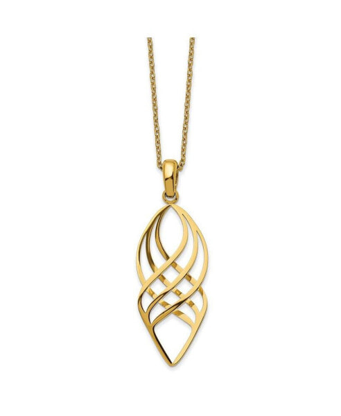 Yellow IP-plated Twisted Pendant Cable Chain Necklace