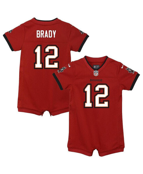 Boys and Girls Newborn and Infant Tom Brady Red Tampa Bay Buccaneers Game Romper Jersey