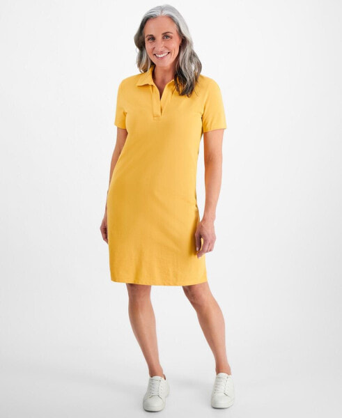 Petite Cotton Weekender Polo Dress, Created for Macy's