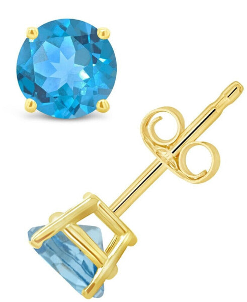 Серьги Macy's Swiss Blue Topaz Stud  in 14K Gold