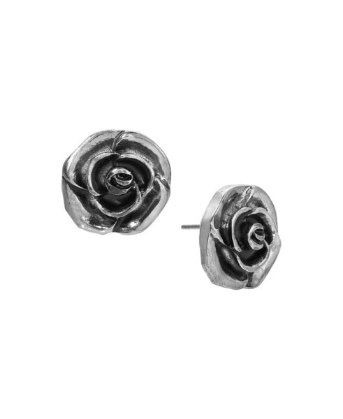 Silver-Tone Flower Stud Earrings
