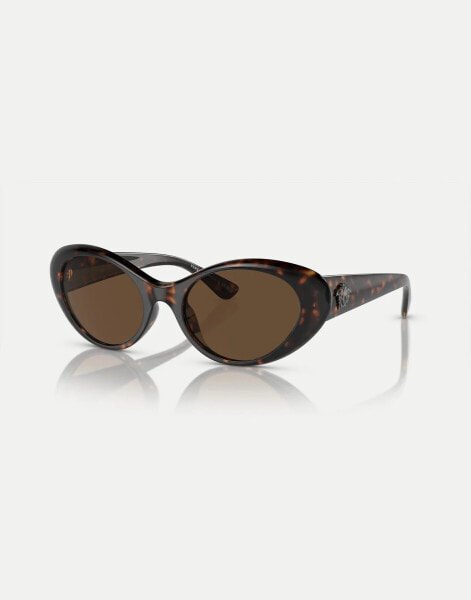 Versace ve4455u oval sunglasses in tortoise with brown lens in dark brown