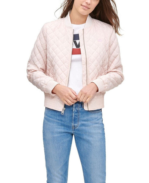 Women's Diamond Quilted Casual Bomber Jacket