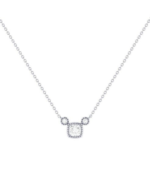 LuvMyJewelry cushion Cut Natural Diamond 14K White Gold Birthstone Necklace
