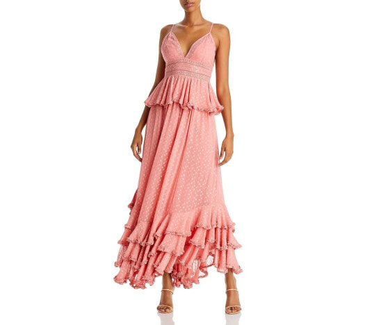 Rococo Sand Womens Ruffled Maxi Dress coral Size XS