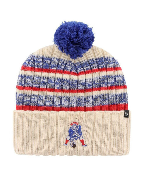 Men's Natural New England Patriots Legacy Tavern Cuffed Knit Hat with Pom