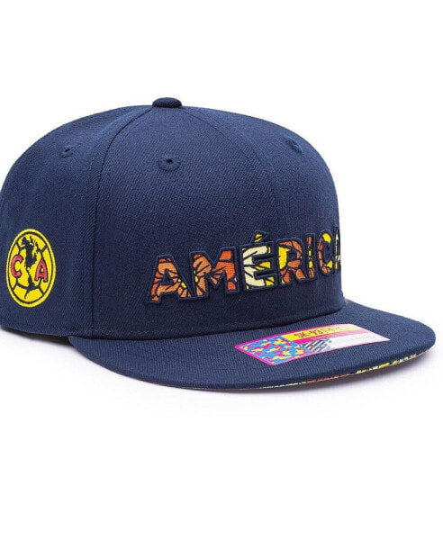 Men's Navy Club America Dia De Los Muertos Floral Snapback Hat