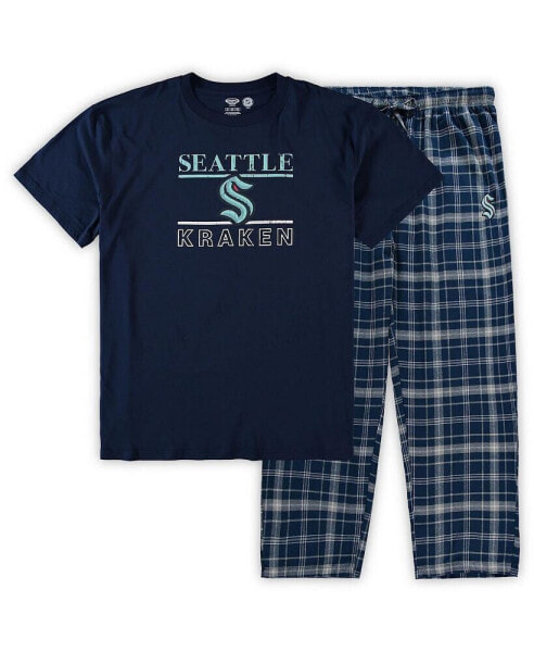 Пижама Concepts Sport Seattle Kraken Deep Sea Blue больших размеров с футболкой и штанами Lodge