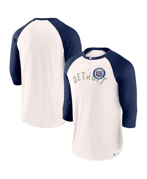 Men's White, Navy Detroit Tigers Backdoor Slider Raglan 3/4-Sleeve T-shirt