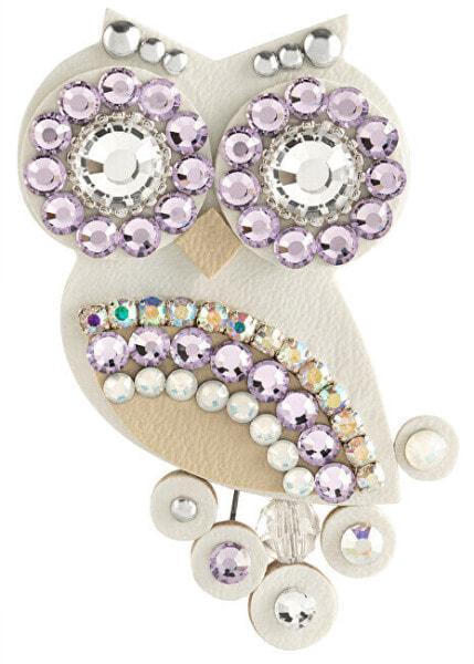 Charming leatherette brooch White owl
