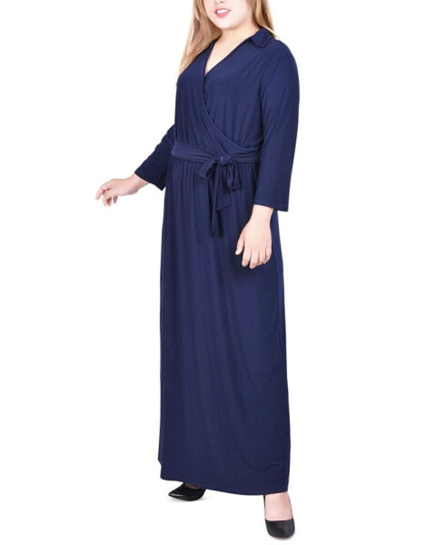 Plus Size Faux-Wrap Maxi Dress