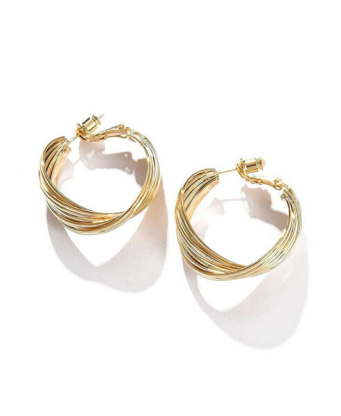 Women's Gold Twisted Hoop Earrings