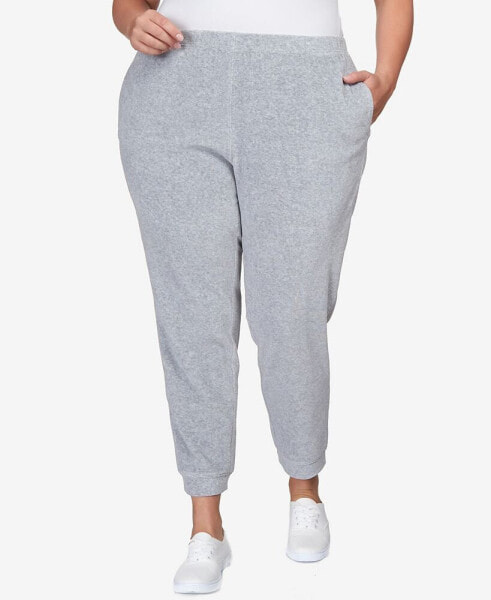 Plus Size Drama Queen Casual Stretch Waist Velour Jogger Pants