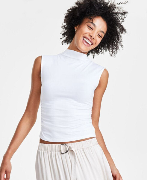 Women's Sleeveless Mock-Neck Cropped Top, Created for Macy's