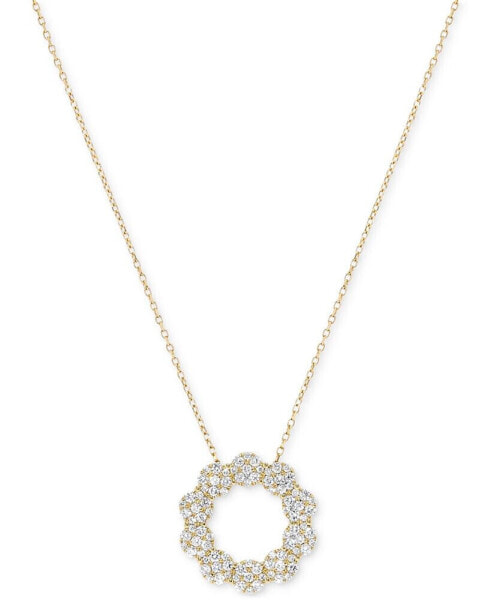 Diamond Circle Cluster 18" Pendant Necklace (1/2 ct. t.w.) in 14k Gold