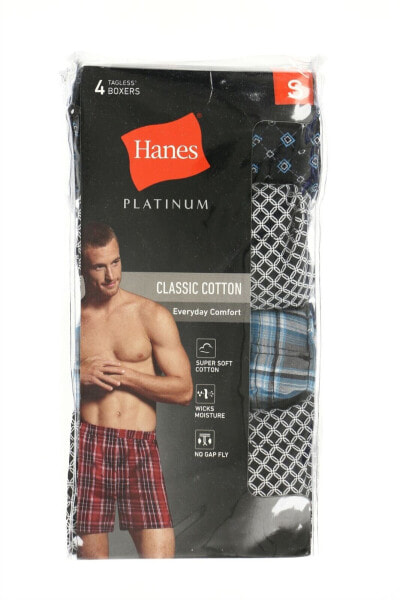 Hanes 242204 Mens Underwear Woven Boxer Brief 4 Pack Assorted Size Small