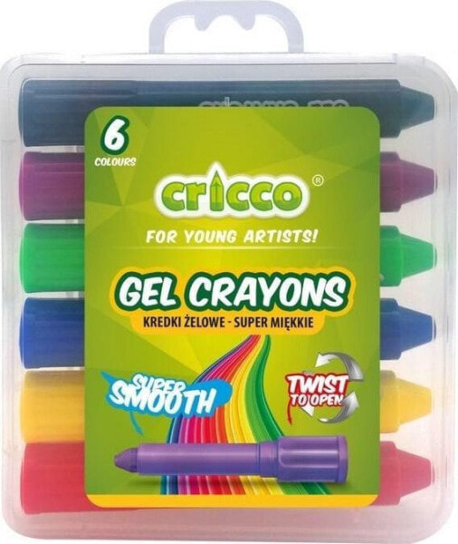 Цветные карандаши акварельные Cricco Kredki żelowe Twist 6 цветов