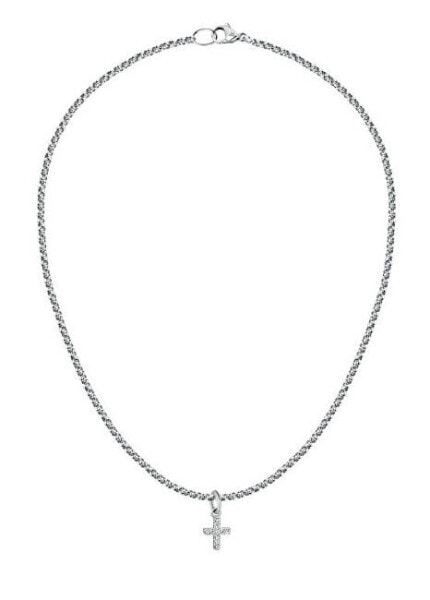 Timeless steel necklace with a cross SCZ1288