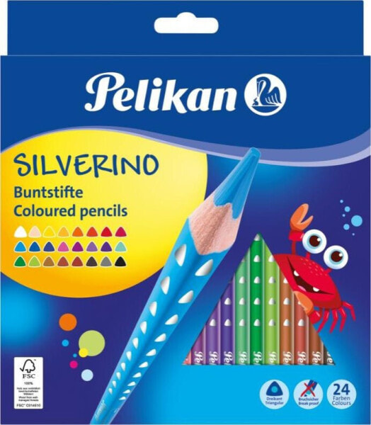 Pelikan Kredki Silverino trójkątne 24 kolory