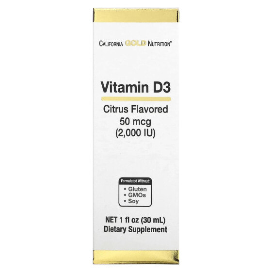 Добавка витаминная California Gold Nutrition Vitamin D3 без вкуса, 2,000 МЕ, 30 мл