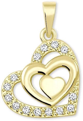 Gold heart pendant with crystals 249 001 00556