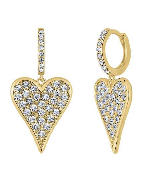 Crystal 18K Gold Plated Heart Drop Earring