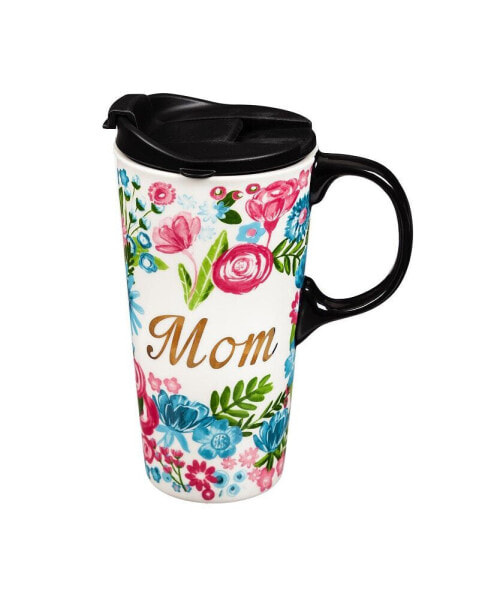 Beautiful Mom Metallic Ceramic Travel Cup with Lid - 5 x 4 x 7 Inches