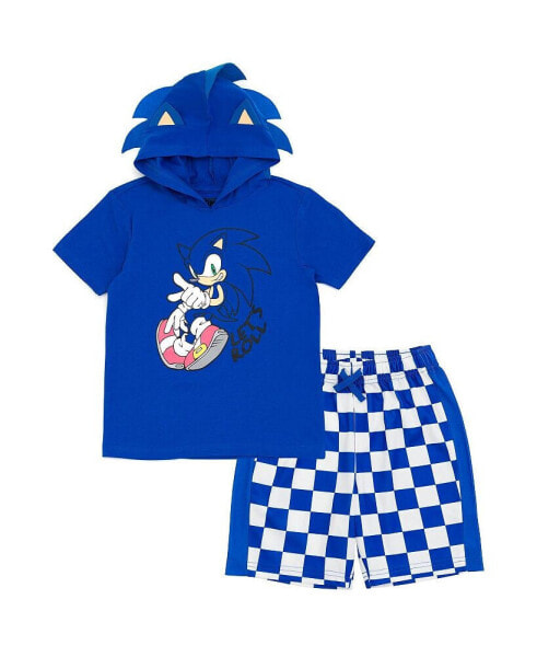 Little Boys Sonic the Hedgehog Cosplay T-Shirt and Mesh Shorts Outfit Set to