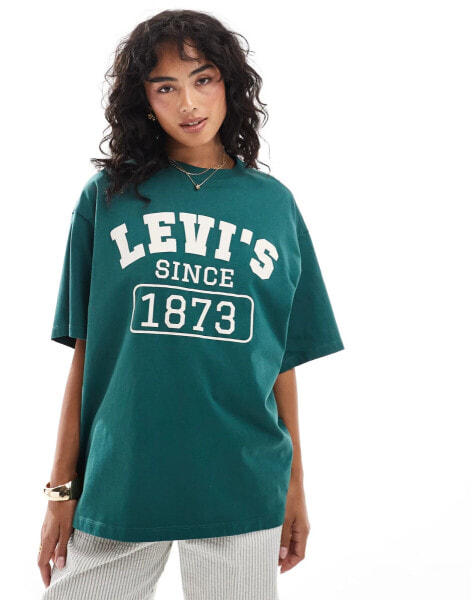 Levi's Short Stack varsity football logo relaxed fit t-shirt in mid green