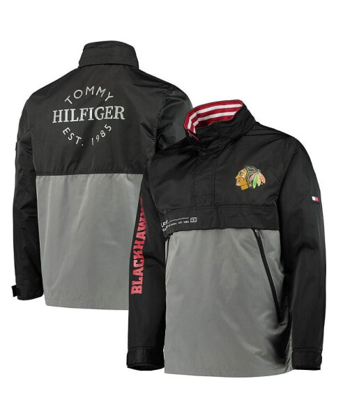 Куртка с капюшоном квартальная Tommy Hilfiger для мужчин черная, серая Chicago Blackhawks Анорак
