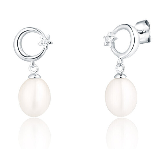 Delicate silver earrings with pearls SVLE0694SD2P100