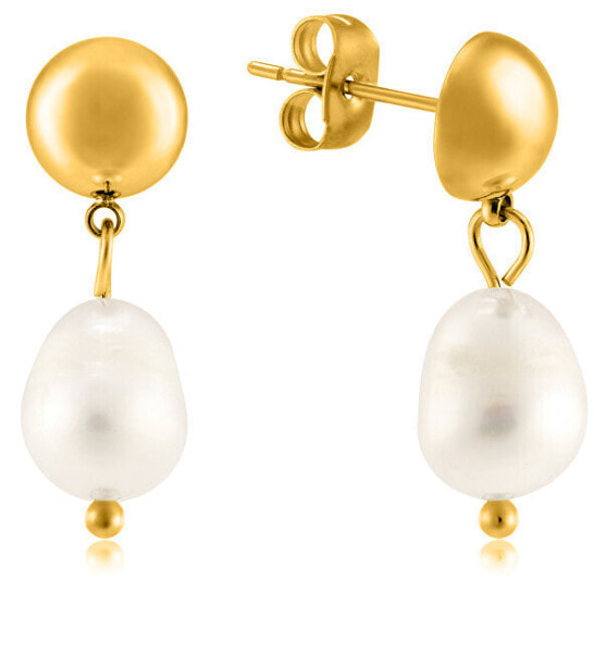Серьги Troli Elegant Gold-Plated Pearls